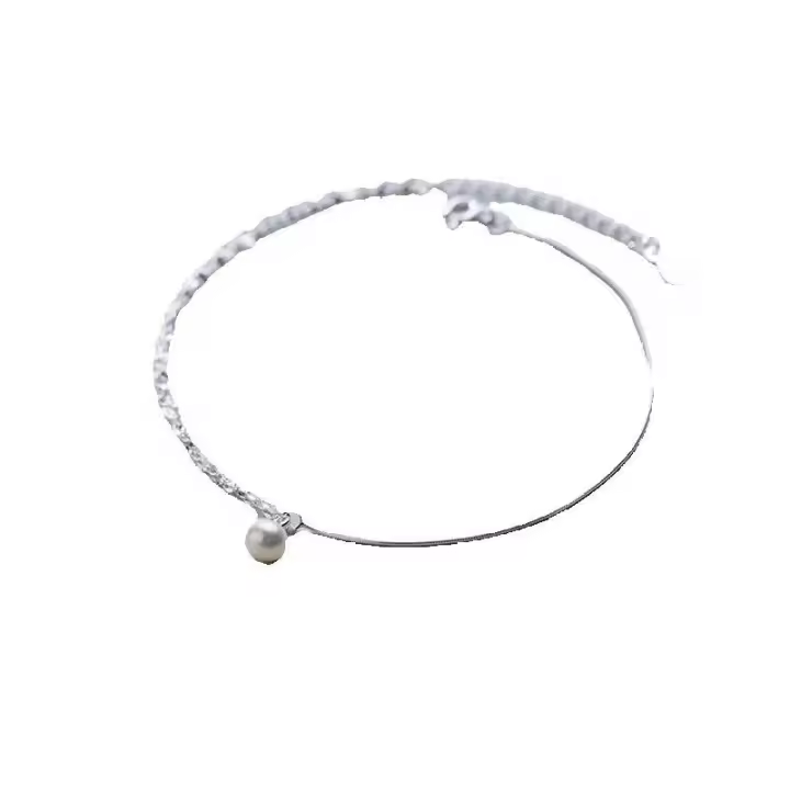 S Pulsera de plata tobillera para mujer estilo coreano personalidad temperamento perla doble capa joyería dulce S3211 - 1