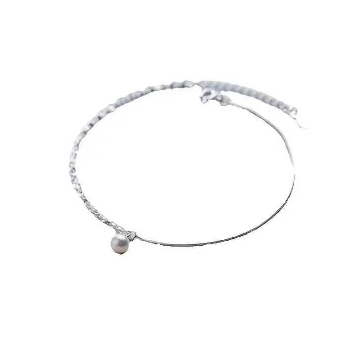 S Pulsera de plata tobillera para mujer estilo coreano personalidad temperamento perla doble capa joyería dulce S3211 - 1