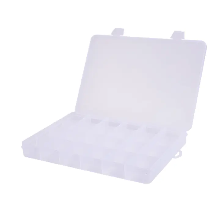 Caja de plástico con 24 compartimentos, contenedor de almacenamiento de cuentas de joyería, organizador artesanal - 1