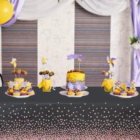 Mantel desechable de plástico, cubierta rectangular para mesa de fiesta, azul, dorado, impermeable, suministros de Decoración de cumpleaños y boda - details 7