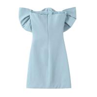 Vestido Mini de Moda para Mujer con Lazo Azul Vestido Chic sin Mangas y sin Correa con Lazo Retro - details 2