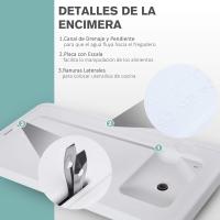 Mesa Plegable de Picnic Multifuncional con Fregadero Grifo y Pistola de Riego Extensible para Balcón Jardín Camping Barbacoa Exterior Metal 114,5x59x94,5 cm Blanco - details 4