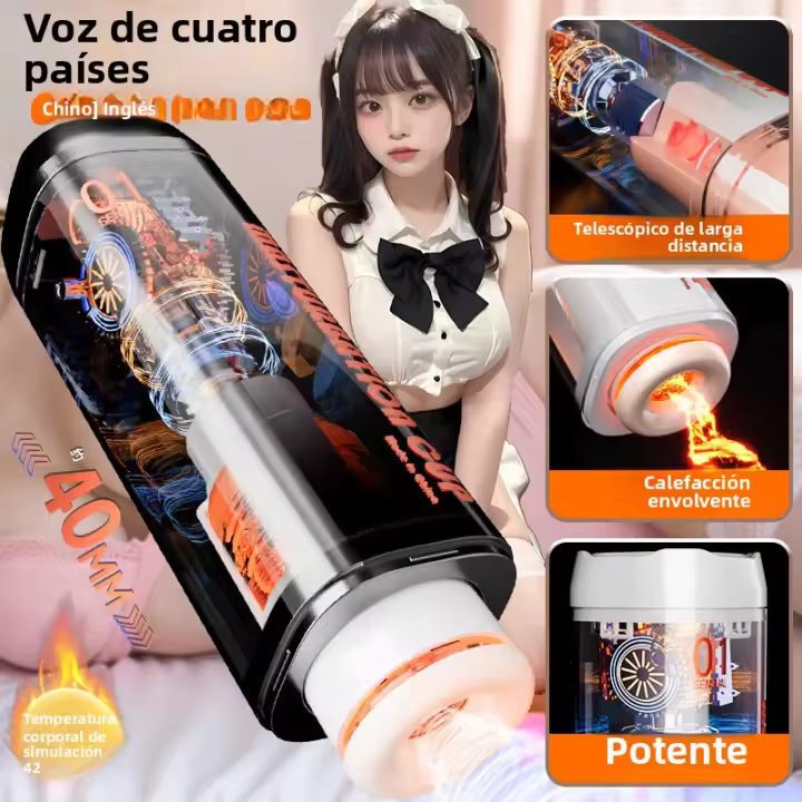 Aparato de masturbación masculina Copa de avión automática eléctrica Calentamiento retráctil Juguetes sexuales para adultos Juguetes sexuales - 1
