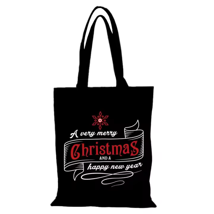 Bolsas de tela, regalo de Año Nuevo, Feliz Navidad, bolso personalizado, bolso de mujer de dibujos animados, bolso de mano para hombre, bolsos de lona, ​​comprador ecológico para mujer - 1