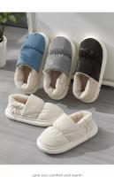 Zapatillas de casa de algodón para hombre y mujer, tela, transpirable, con tacón, cálidas, invierno - details 7