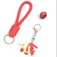 Llavero con correa para la muñeca, llavero de pez payaso cosido a mano, colgantes de dibujos animados de pez payaso antipérdida, baratija con forma de corazón para chica, abalorio para llave de dibujos animados de Anime - details 9