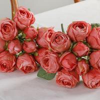 Ramo de rosas artificiales elegante y creativo, flores de rosas de seda hechas a mano de tacto Real, plantas falsas de plástico, decoración para el hogar y la Oficina - details 5