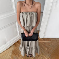 Vestido de Playa de Moda Veraniega Estilo Francés con Cinturón sin Correa - details 4