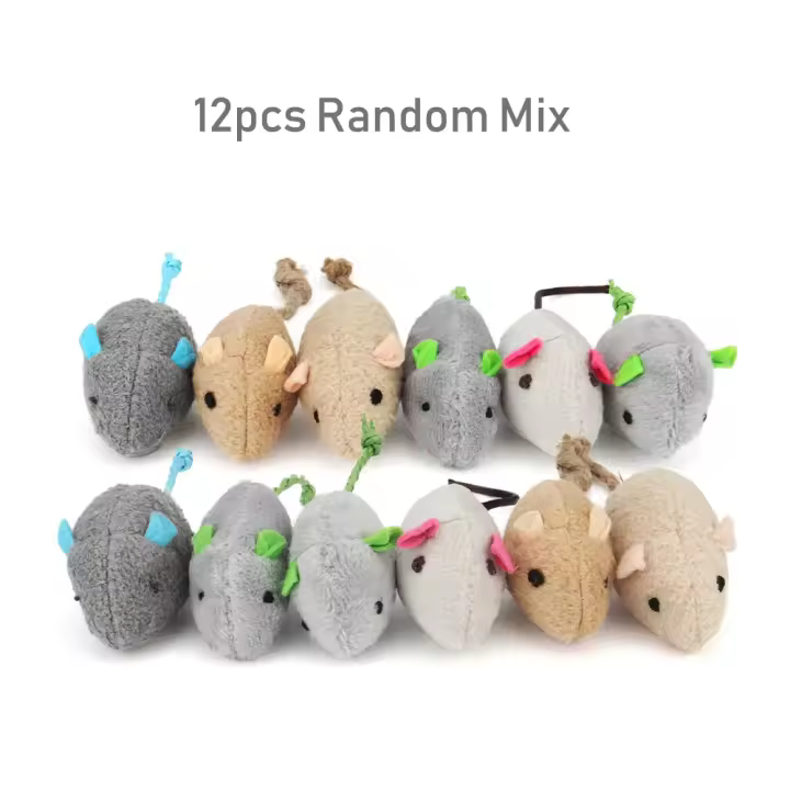 Juguete para mascotas de 12 piezas, mezcla de hierba gatera, ratón de peluche divertido, juego interactivo para gatitos - 1