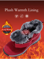 Zapatos de senderismo impermeables para mujer, Botines de cuero para mantener el calor al aire libre, Botas de senderismo de nieve cálidas de felpa antideslizantes, Invierno - details 4