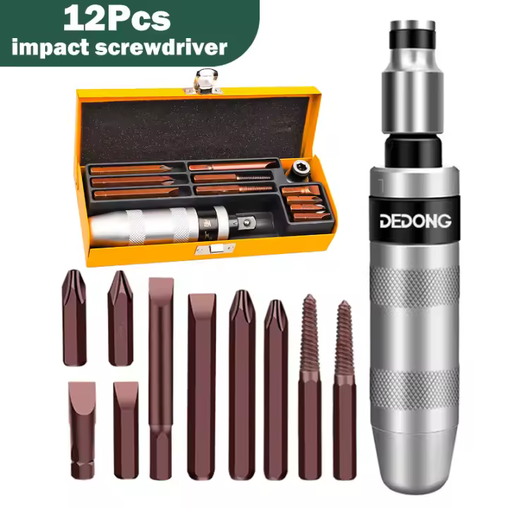 Destornillador Manual de 12 piezas, juego de destornilladores de impacto reversibles, duraderos, desenganches, sujetadores oxidados o pernos congelados - 1