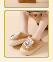 Zapatillas de casa de interior con cordones de dibujos animados apiladas zapatillas de dormitorio acolchadas de suela gruesa. - details 9