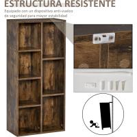Estantería de Madera Rústica Marrón 7 Compartimentos para Libros, Archivos, Dormitorio, Oficina - details 4