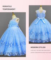 Vestido de Princesa Formal para Niña, con Flores, Largo y Abullonado, para Presentadora, Espectáculo de Piano, Ropa Infantil - details 5