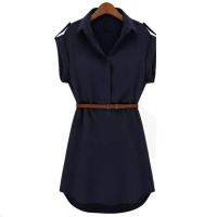 BUNO-Vestido de mujer novedad de verano vestido de gasa de Color puro una línea se compromete a mostrar cintura delgada Vestidos femeninos Vestidos casuales - details 2