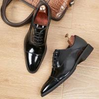 Zapatos Oxford clásicos de charol para hombre y cómodos zapatos de vestir informales de moda de otoño, con logotipo de entrega a domicilio - details 6