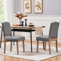 Juego de 4 sillas de comedor con respaldo alto, sillas de cocina, patas de madera maciza, diseño clásico, con botones bronceados, sillones y sillas para salón, asientos tapizados - details 10