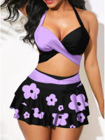 Bikinis de cintura alta con pliegues para mujer, traje de baño de talla grande, bañador con Push-up, traje de baño estampado, conjunto de Bikini para mujer 2023 - details 1