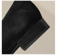 Zapatos individuales mate con punta en punta para mujer, tacones bajos que combinan con todo, color marrón, estilo retro - details 15