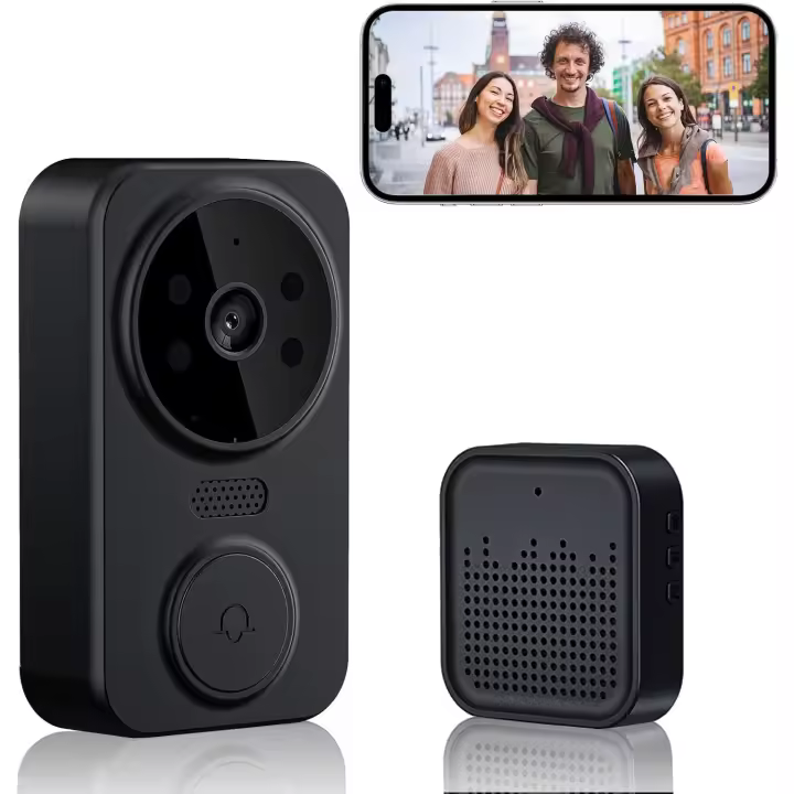 Timbre inalámbrico con cámara, timbre con Audio bidireccional, visión nocturna, WiFi, vídeo remoto, Visual, seguridad del hogar - 1