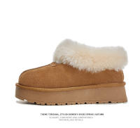 Botas de nieve de cuero Forro polar de suela gruesa Botas cortas de pelo real cálido - details 22