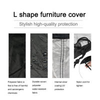 Funda de Sofá de Tamaño Grande en Forma de L 210D Impermeable para Interior y Exterior Protección para Muebles de Patio y Jardín Cubierta Antipolvo 3Mx3M - details 1