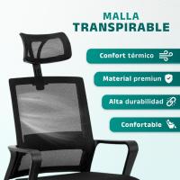 Silla de Oficina Ergonómica Ajustable Transpirable, Soporte Lumbar, Reposacabezas Ajustable, Ruedas Giratorias 360° Soporte hasta 100kg Azul - details 27