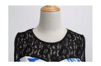 Lace patchwork summer women a line elegant vintage party dress with belt - details 89