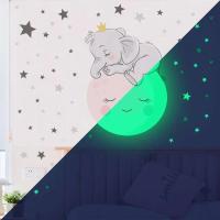 Pegatina de Pared Luminosita de Elefante de Luna Decoración de Habitación de Bebé Niños Brillando en la Oscuridad - details 1
