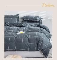 Juego de cama a cuadros, funda de edredón, sábana y funda de almohada, tamaño doble, queen y king, Simple, 3/4 - details 6