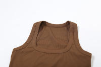 BUNO-chándales informales para Mujer, conjunto de 2 piezas, chalecos cortos elásticos con cuello en U y pantalones cortos acanalados, ropa deportiva concisa para gimnasio - details 84