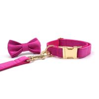 Collar de terciopelo fucsia para perros pequeños, lindo arnés ligero para perros, juego de tirón personalizado para cachorros con flores - details 8