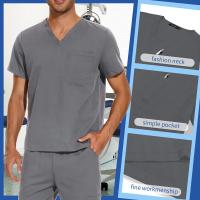 Top exfoliante con cuello en V + pantalón médico, ropa de enfermería, uniformes médicos de S-3XL, disfraz de médico de dentista de manga corta, Tops y pantalones de enfermera - details 22
