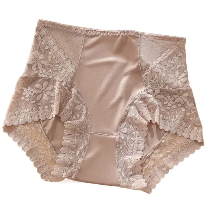 Bragas de seda de satén para mujer, lencería contracción del vientre, calzoncillos de encaje de seda helada, ropa interior coreana con Control de barriga sin rastro - 1