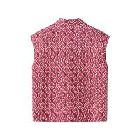 Chaleco de dos tonos sin botones corto con estampado de líneas holgadas y mangas informales para mujer nueva moda 2024 - details 1