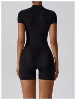 1 pieza de verano con cremallera de manga corta Yoga de una pieza para mujer danza Fitness ejercicio ajustado ropa de una pieza - details 18