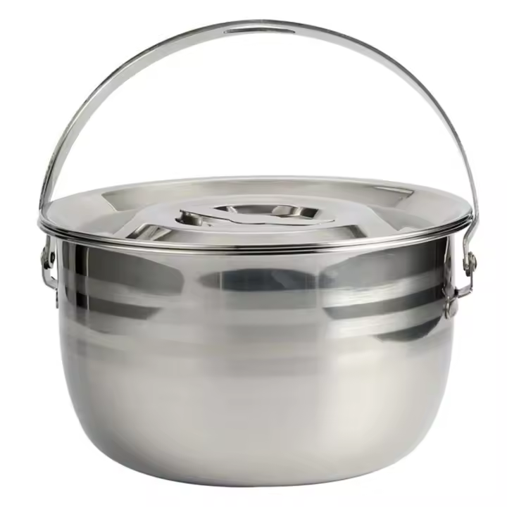 Utensilios de cocina para estofado de acampada, acero inoxidable, ingredientes para sopa, tapa de olla con iluminación portátil, hervidor de agua, olla para acampar al aire libre, - 1