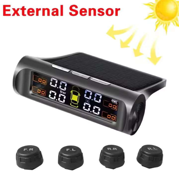 Sensor solar TPMS Sistema de monitoreo de neumáticos de coche Sensores externos de presión de neumáticos para TMPS de 4 ruedas - 1