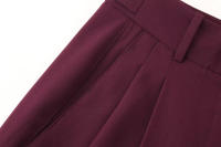 TRAFZA-Conjuntos de ropa de calle para mujer, color rojo vino, cuello redondo, bolsillos con cremallera y pantalones sueltos de cintura alta, trajes de manga larga a la moda para primavera - details 20