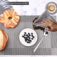 Juego de 10 manteles individuales de PVC antideslizantes y lavables para mesa de comedor y cocina, 45x30 cm (gris plateado) - details 4