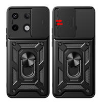 Funda de teléfono para Xiaomi Poco X6 5G, soporte de anillo de armadura, cubierta de lente deslizante trasera, protección a prueba de golpes, carcasa dura - details 2