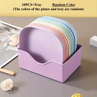 10pcs Set Reusable Fruit & Dessert Plates - Washable, Multifunctional Snack Dishes with Built-In Base for Bones & Candy - details 10