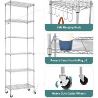 Estantería de Alambre de 6 Niveles con Ruedas Altura Ajustable, Resistente, Ideal para Baño, Cocina, Garaje, Dormitorio Color Plateado - details 4