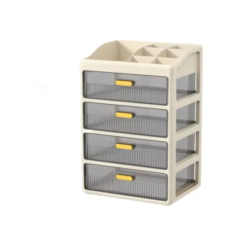 Cajón de escritorio transparente, caja de almacenamiento de plástico de gran capacidad, organizador de escritorio, ahorro de espacio, caja de almacenamiento de cosméticos a prueba de polvo para oficina - 1