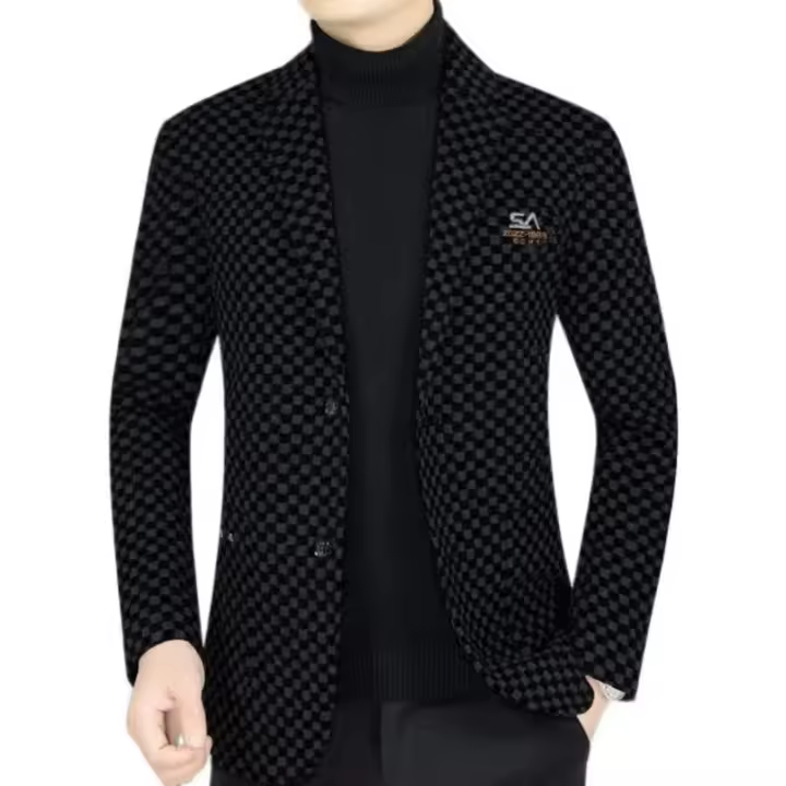 Traje informal de primavera 2025, traje de una sola pieza para hombres de mediana edad, chaqueta fina de primavera y otoño, traje ajustado para papá - 1