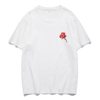 Top casual de algodón peinado con diseño de estampado creativo, rosa romántica de verano Unisex, 170g - details 10