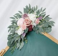 Kit de flores artificiales para arco de boda, eucalipto azul Rosa polvoriento bohemio para decoraciones de boda, letrero de bienvenida, 1 Juego - details 9