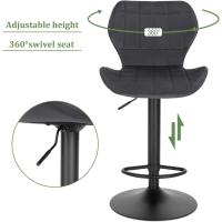 Silla de Comedor Giratoria de 360° Alto de Terciopelo con Resalto y Reposapiés Ajustable en Altura 60-82 cm Negro BH324sz-1 - details 22
