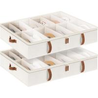 Organizador de zapatos para debajo de la cama, con separadores ajustables, color beige, 2 unidades, capacidad para hasta 24 pares - details 0