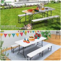 Mesa Plegable Multifuncional 180 x 75 cm, Mesa de Fiesta con Asa de Transporte, para Jardín, Terraza, Balcón, Blanco - details 4